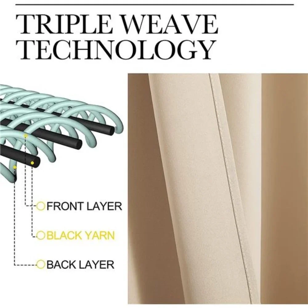 Bedroom Room Darkening Curtains - Biscotti Beige, 1 Pair, 55 inches by 96 Inch